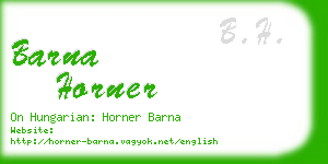 barna horner business card